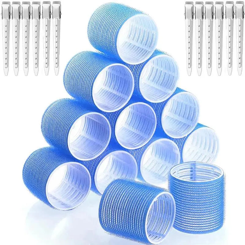 24Pcs Hair Curlers Rollers Include 12 Hair Roller Curlers Self Grip Holding Rollers and 12 Stainless Steel Duckbill Clips for Long Hair Volume (Purple) - Home Improvement. by Betaglam