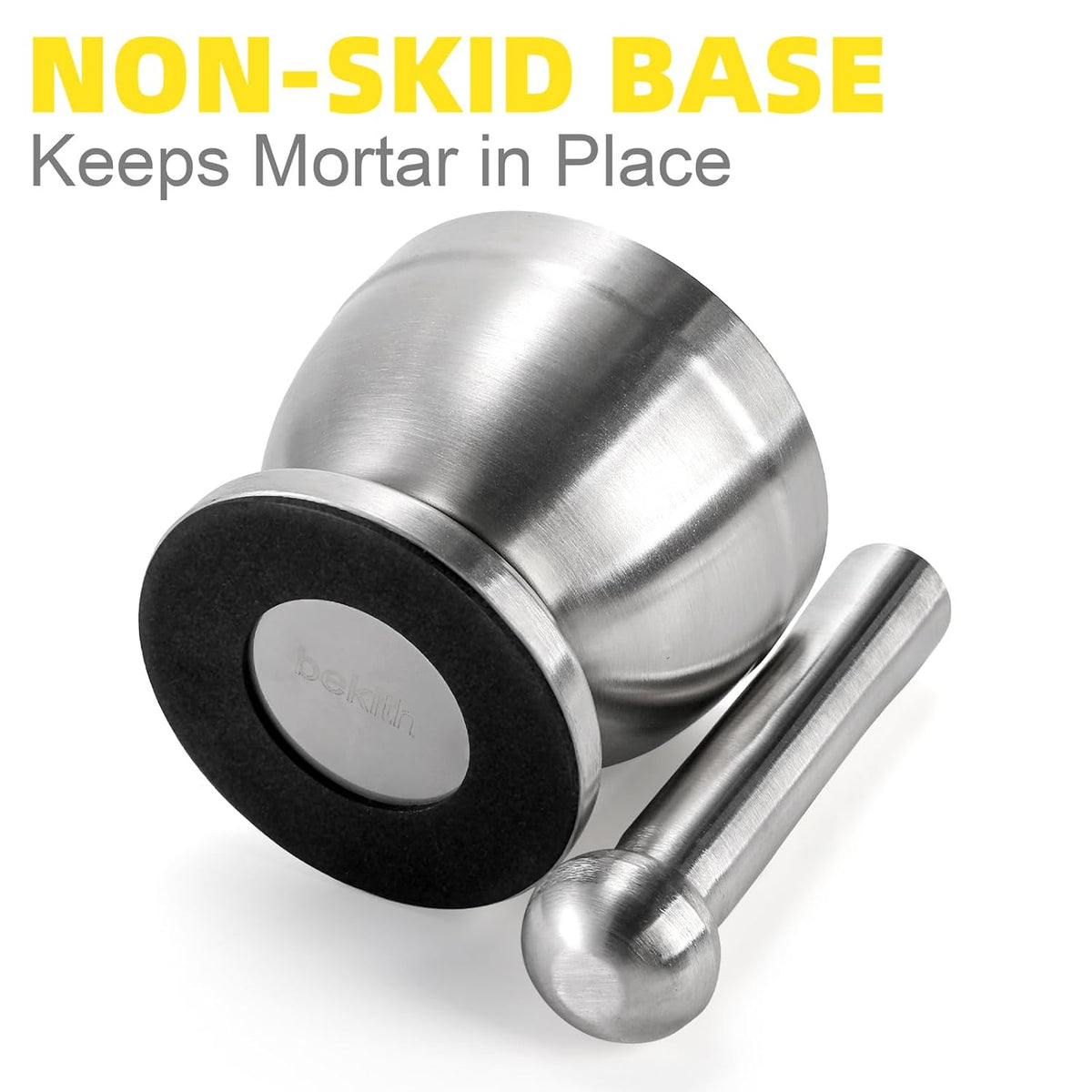 Mortar and Pestle Sets 18/8 Brushed Stainless Steel Spice Grinder Pill Crusher Molcajete Herb Bowl by Betaglam
