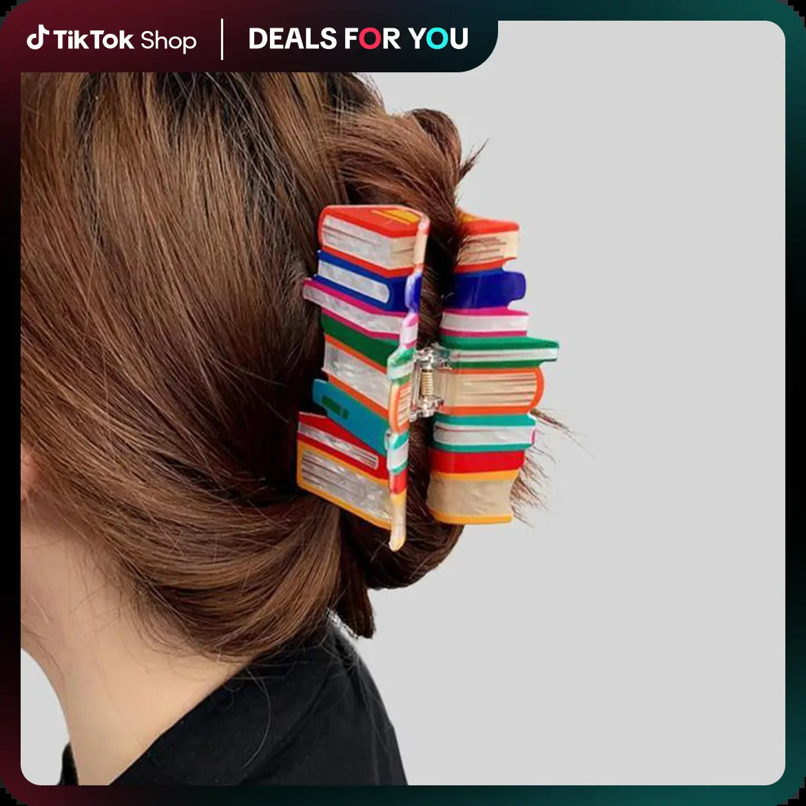 Book Stack Claw Clip, Cute Hair Accessories for Women & Girls, Minimalist Headwear Suitable for Thick Hair, Fashion Hair Accessories for Party,Travel, Daily Use Minimalist Book Hair Claw Kinoko Claw 【Dealsforyoudays】 by Betaglam