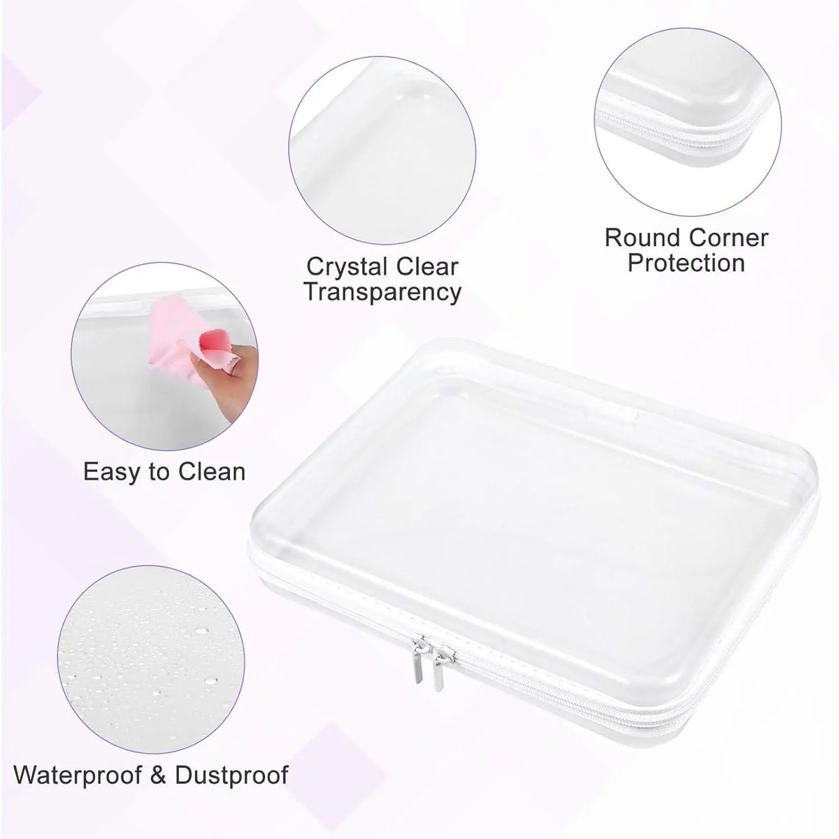 4 Pack Clear Ard Sell Zipper Case, 4×7.5" Plastic Clear Storage Zipper Case, Transparent Waterproof Ard Pouces for Makeup Cosmetic Snacks Building Blocks Puzzles Doll Storage Cases, Multicolor,S by Betaglam