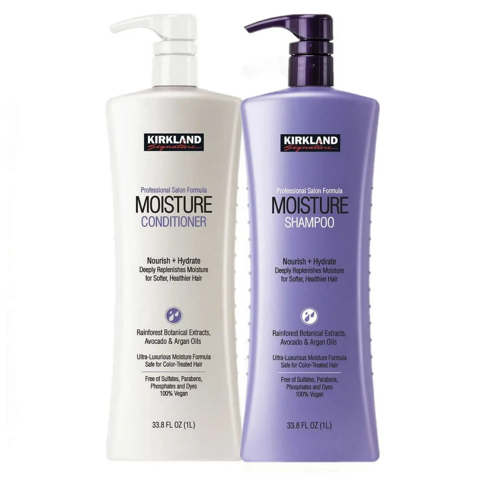 Kirkland Signature Professional Salon Formula Moisture Shampoo & Conditioner 33.8Fl Oz (1L) (Two Bottles) Haircare by Betaglam