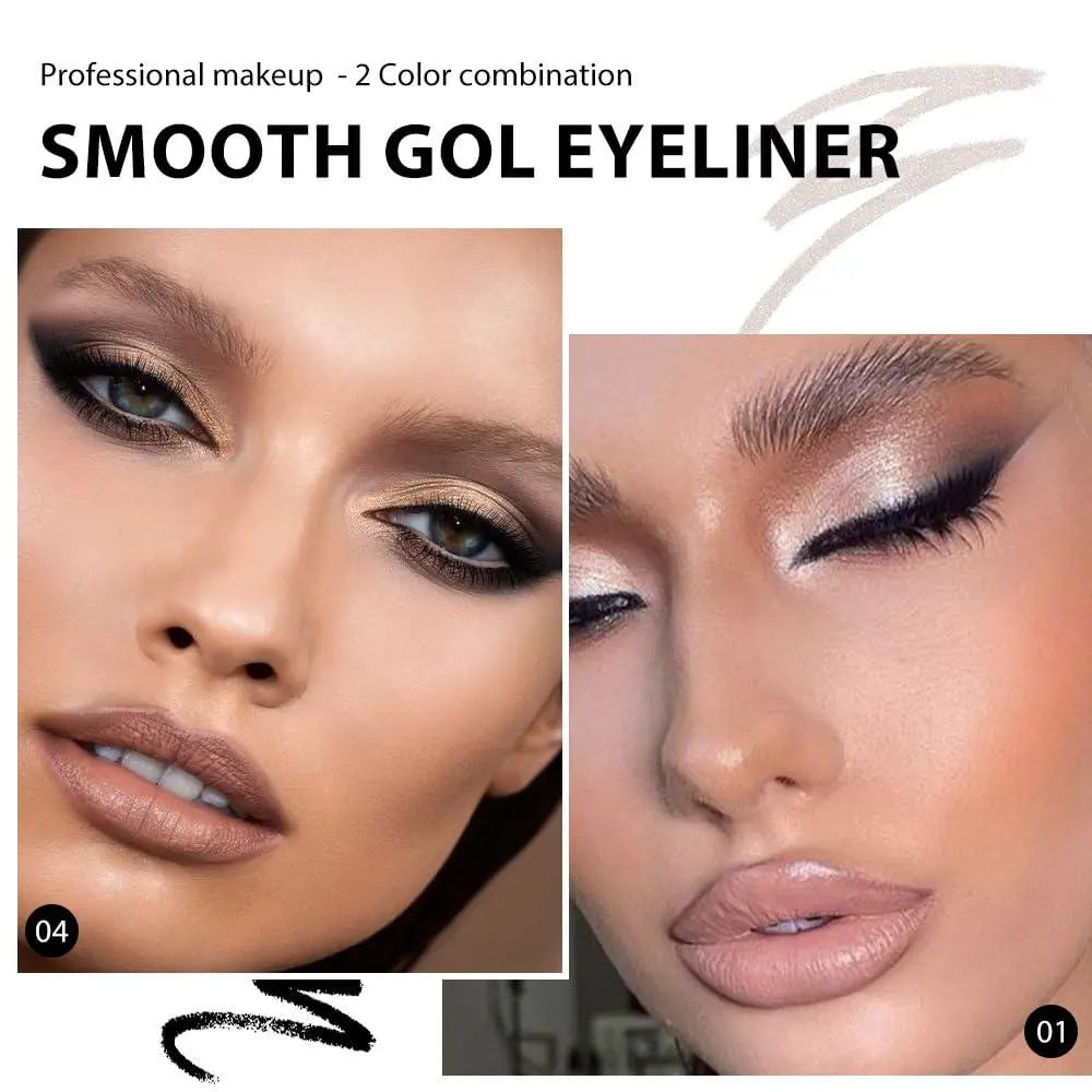 2 Silver Gel Eyeliner Pencils, Long-Lasting Waterproof Black Eye Liner, Natural, Anti-Smudge, Durable Pen, Halloween Makeup by Betaglam