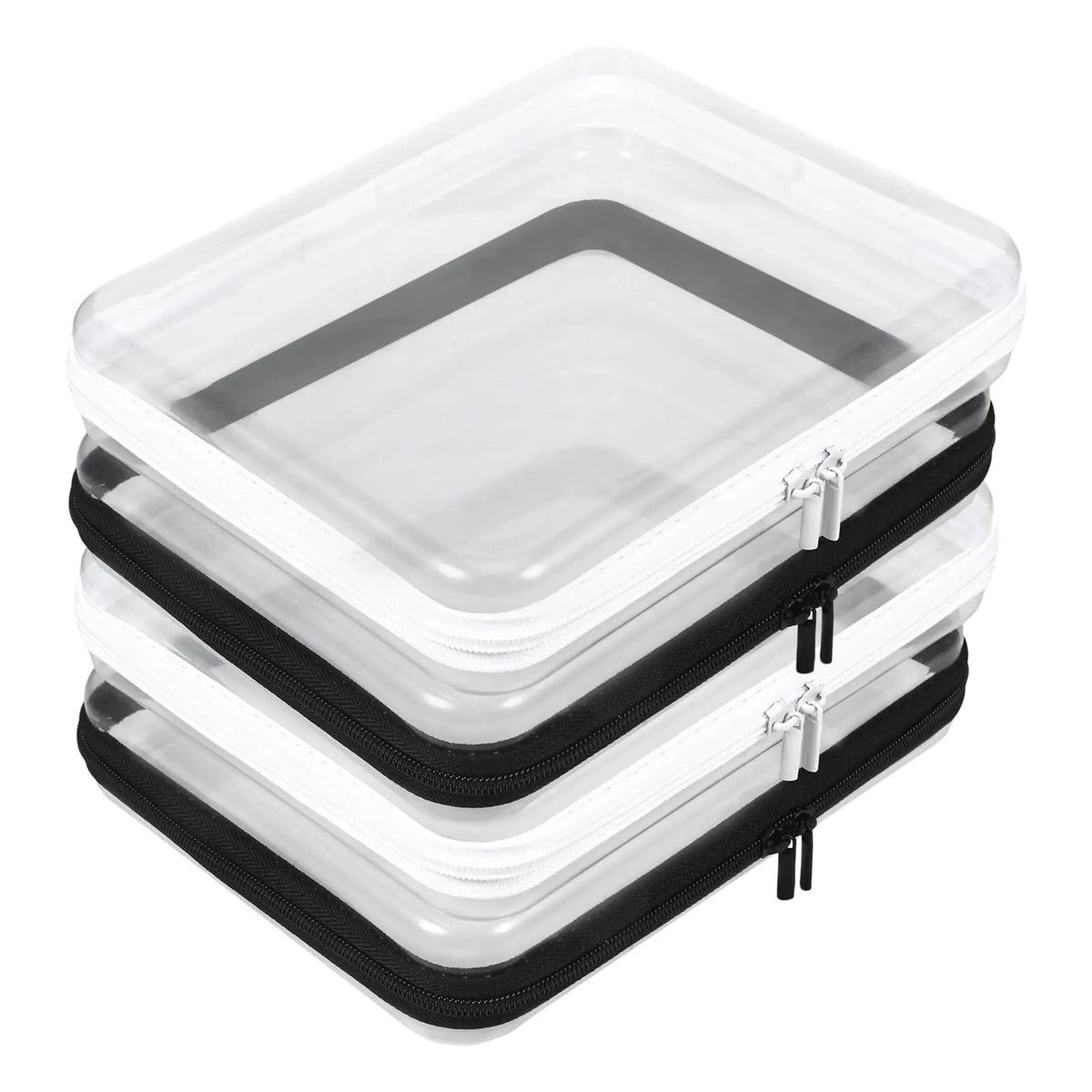 4 Pack Clear Ard Sell Zipper Case, 4×7.5" Plastic Clear Storage Zipper Case, Transparent Waterproof Ard Pouces for Makeup Cosmetic Snacks Building Blocks Puzzles Doll Storage Cases, Multicolor,S by Betaglam