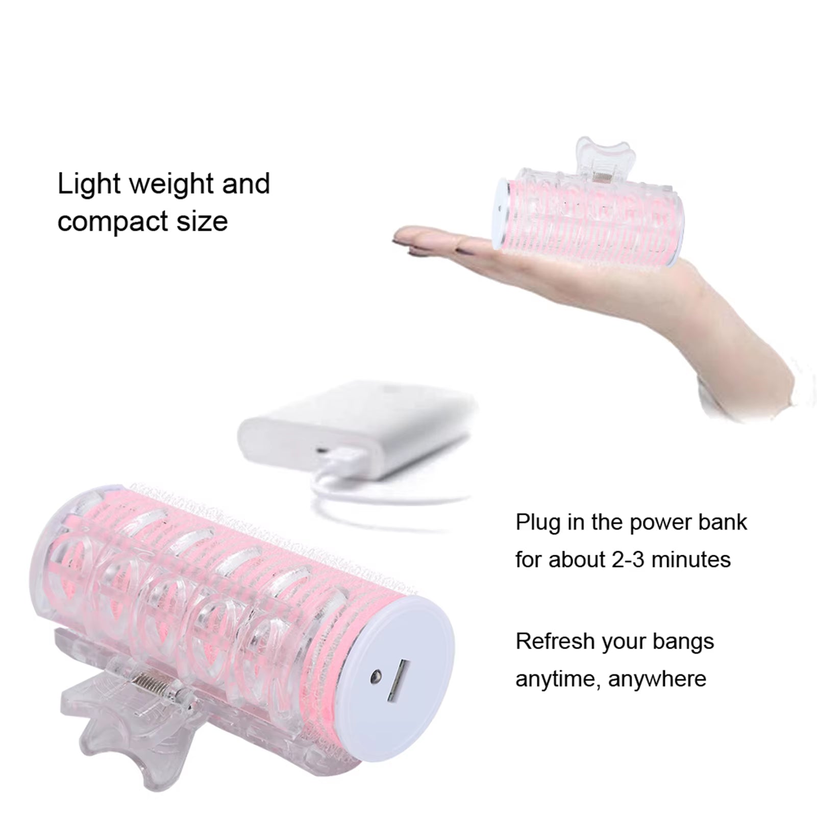 Electric Hair Roller Hair Curling Hair Curler USB Portable Hair Roller Bangs Curling Hair Styling Tool Mini Electric Hair Curler by Betaglam