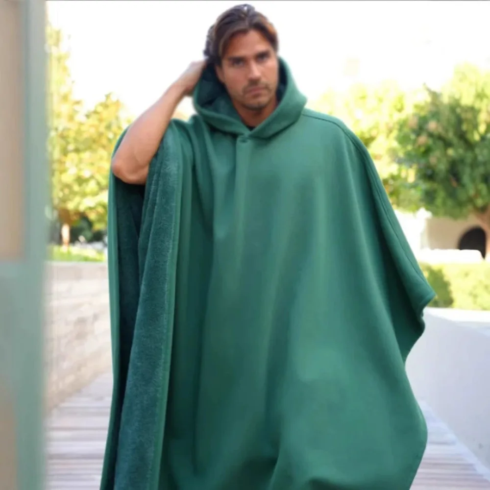 Mens Cloak Hoodie Cape Pullover Sweater Solid Autumn Winter Top Secondary image