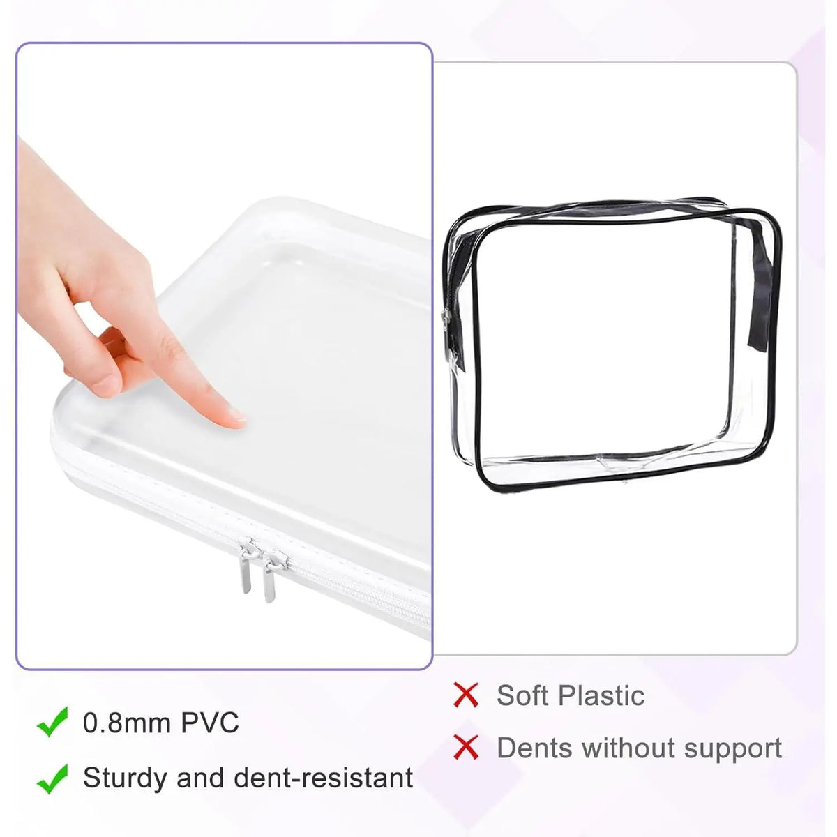 4 Pack Clear Ard Sell Zipper Case, 4×7.5" Plastic Clear Storage Zipper Case, Transparent Waterproof Ard Pouces for Makeup Cosmetic Snacks Building Blocks Puzzles Doll Storage Cases, Multicolor,S by Betaglam