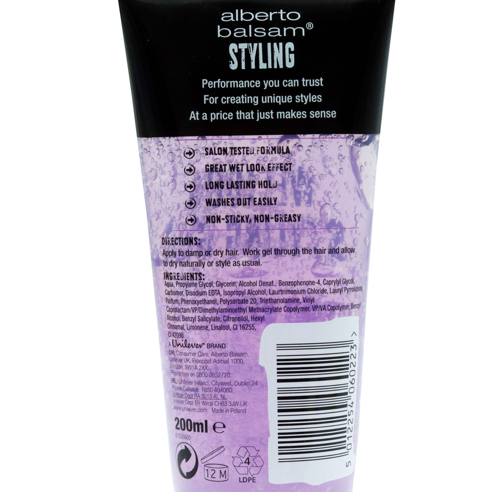 2X Alberto B Wet Look Styling Gel 200ml for Strong Hold Glossy Shine and All Day Style by Betaglam Cosmetics