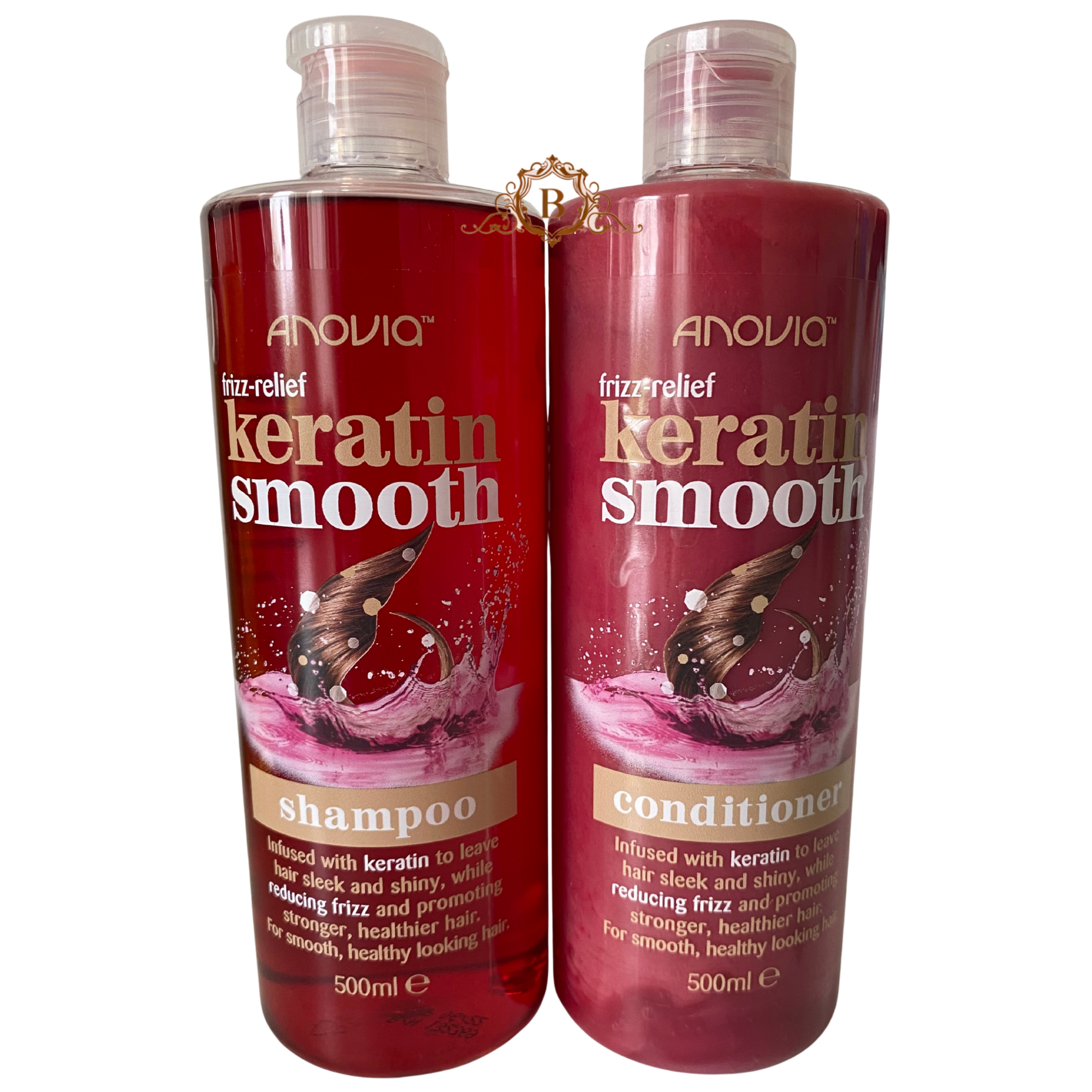 CS Anovia Keratin Smooth Shampoo And Conditioner Duo Pack 500ml For Ultimate Hair Shine And Smoothness by Betaglam Main image