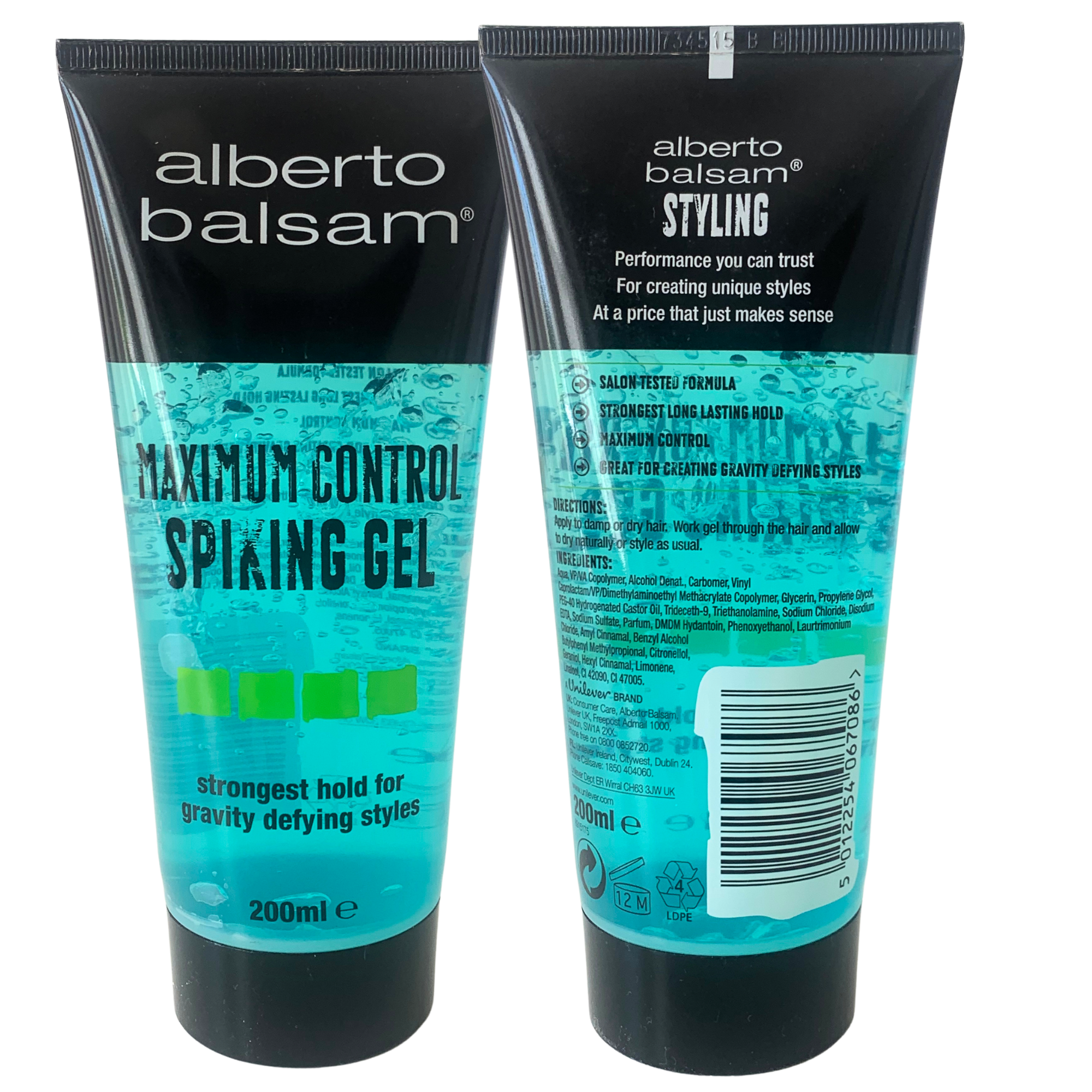 2X Alberto B St Gel Spiking Hair Gel 200ml For Strong Hold And Sculpted Styles For All Day Use by Betaglam Cosmetics