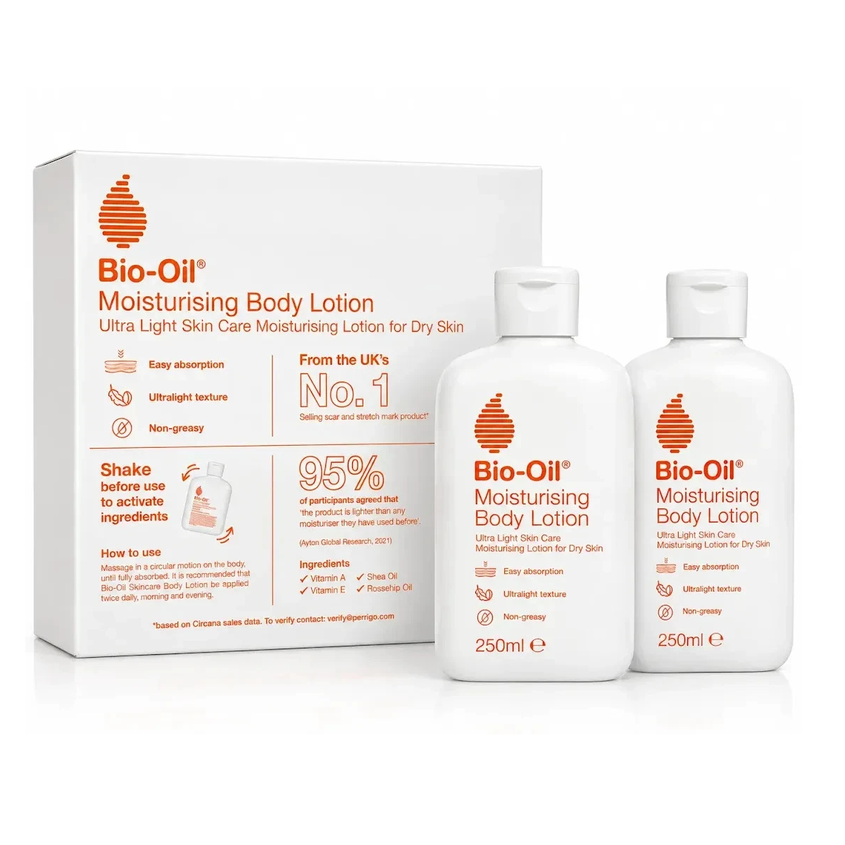 Bio-Oil Moisturising Body Lotion 2 x 250ml Ultra Light Dry Skin Moisturiser by Betaglam Main image