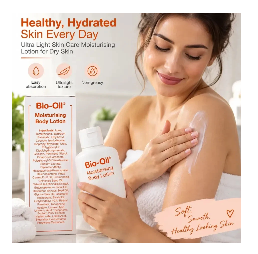 Bio-Oil Moisturising Body Lotion 2 x 250ml Ultra Light Dry Skin Moisturiser by Betaglam