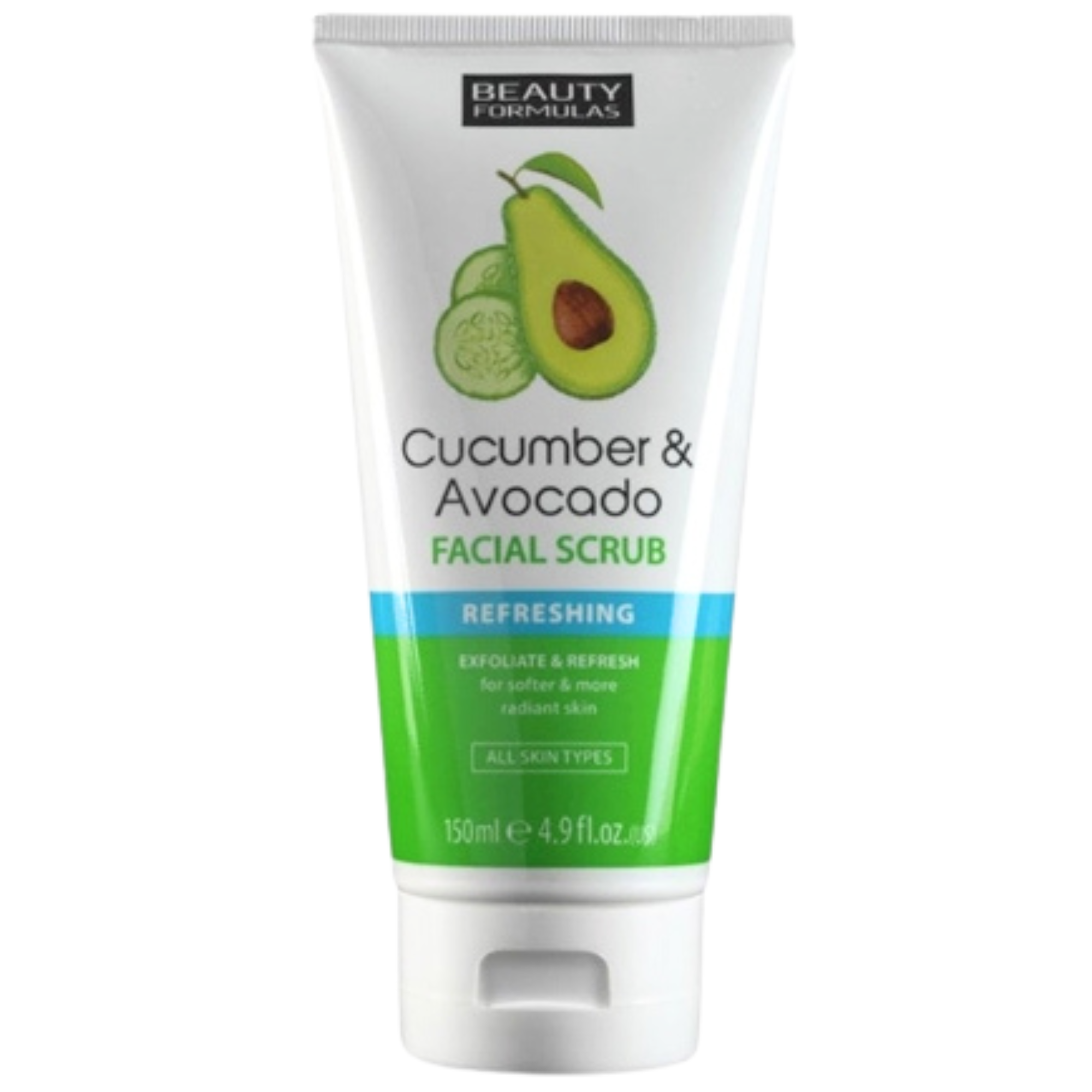 Beauty Formulas FACIAL SCRUB Cucumber & Avocado Refreshing Exfoliate 150ml All Skin Types (Copy) by Betaglam Cosmetics
