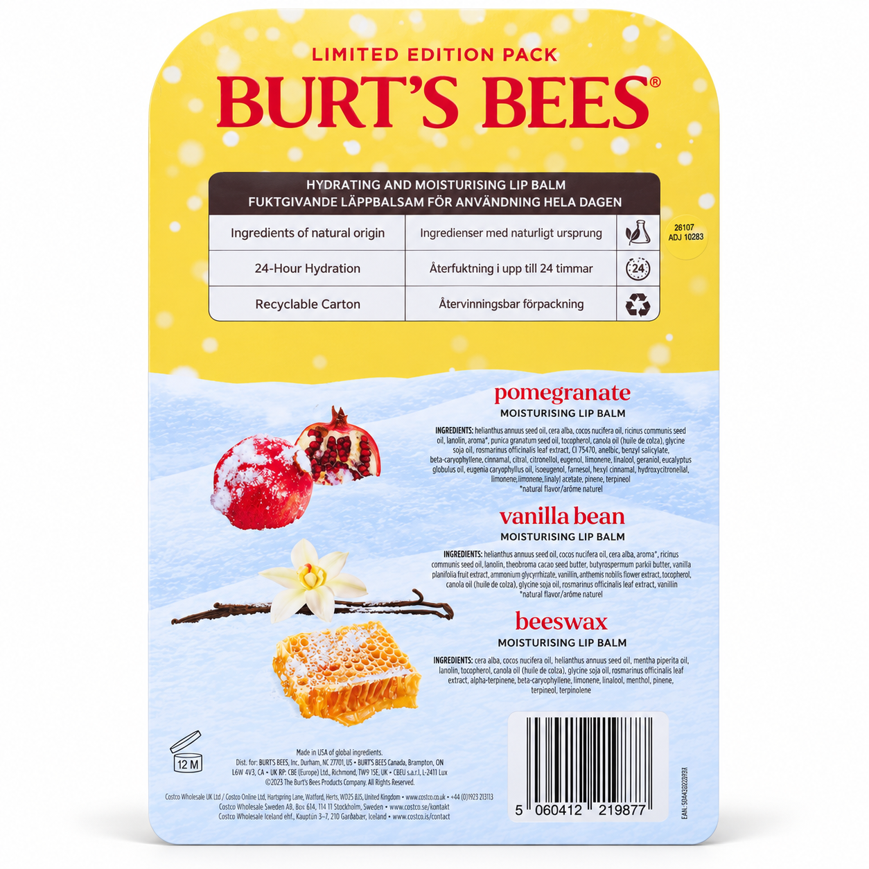 Beeswax Lip Balm  Pomegranate Vanilla Bean Beeswax Pack Of 8 Secondary image