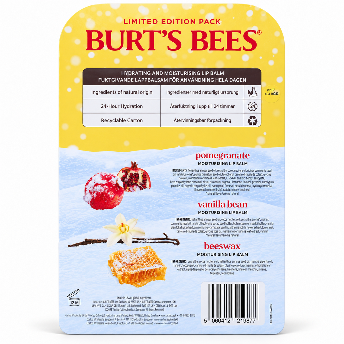 Beeswax Lip Balm Pomegranate Vanilla Bean Beeswax Pack Of 8 by Betaglam