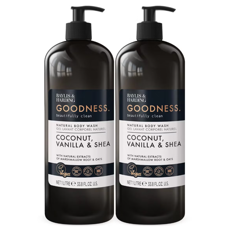 Baylis & Harding Goodness Bodywash, 2 x 1L OUD CEDAR & AMBER by Betaglam