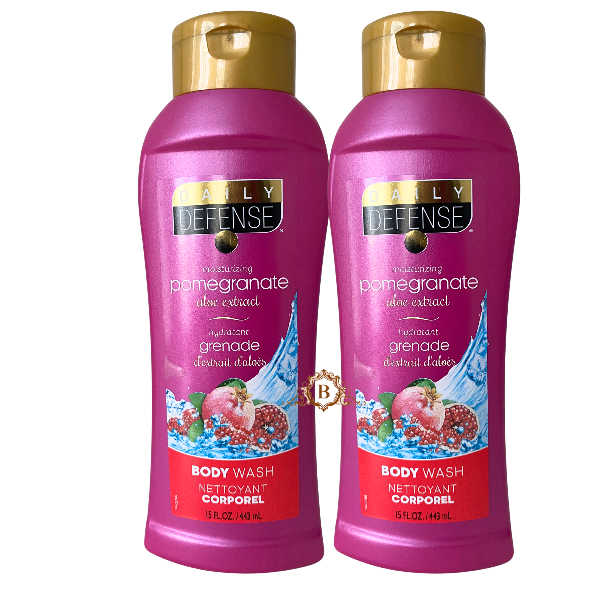 2X Daily Defense Pomegranate Body Wash With Aloe Extract Hydrating Formula For Silky Skin 443ml by Betaglam Cosmetics