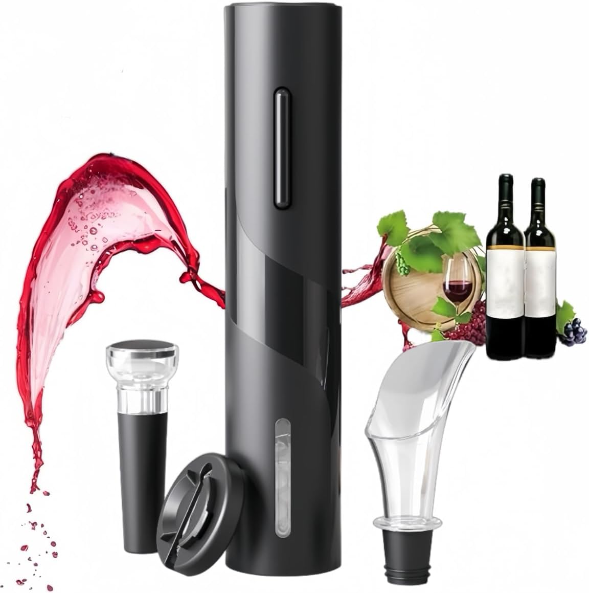 Electric Wine Opener Battery Operated Automatic Cork Remover Black by Betaglam