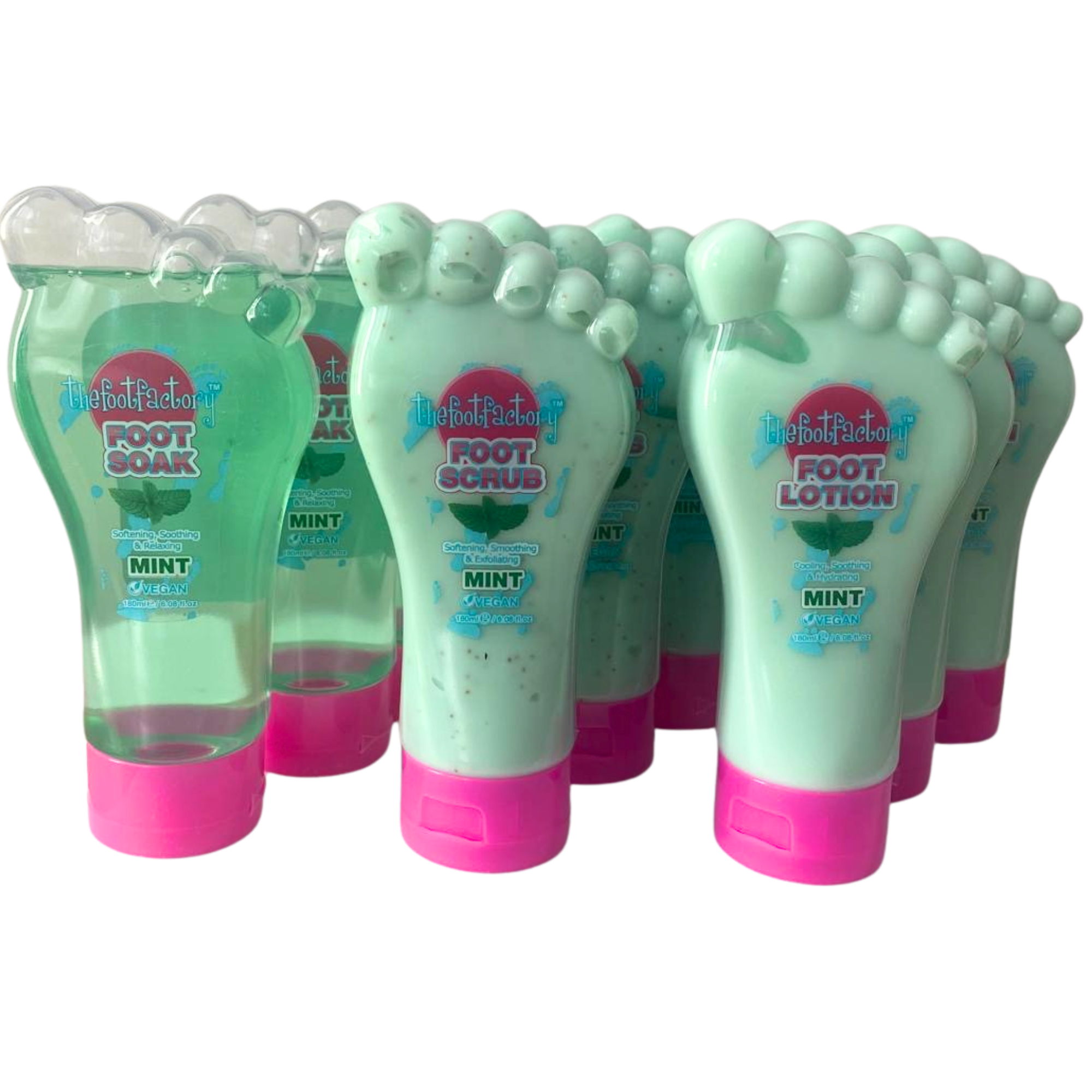 SET OF 3 FOOT FACTORY Soak Lotion Scrub Mint 3 x 180ml by Betaglam Cosmetics