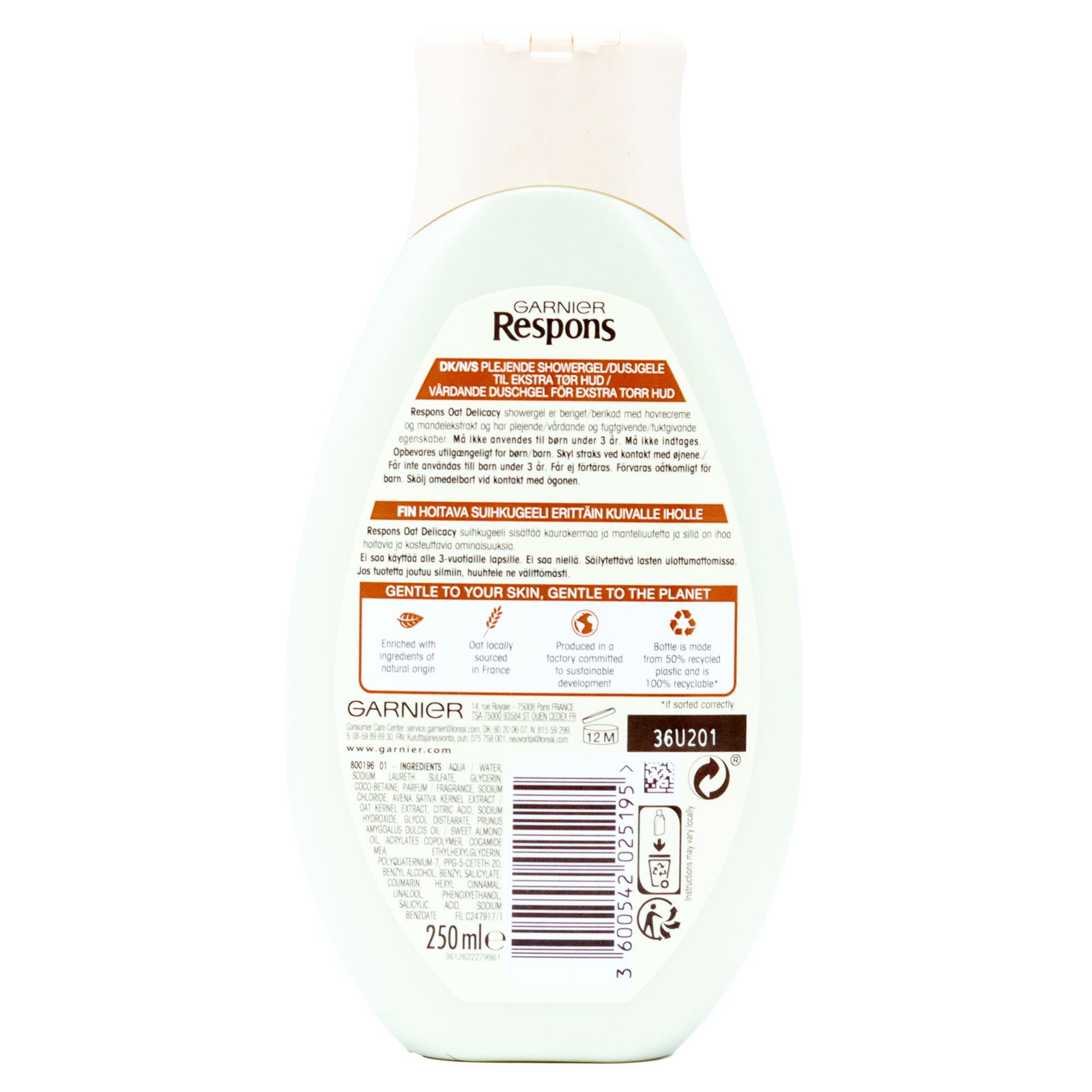Garnier Respons Shower Gel Oat Cream 250ml Moisturizing Formula by Betaglam