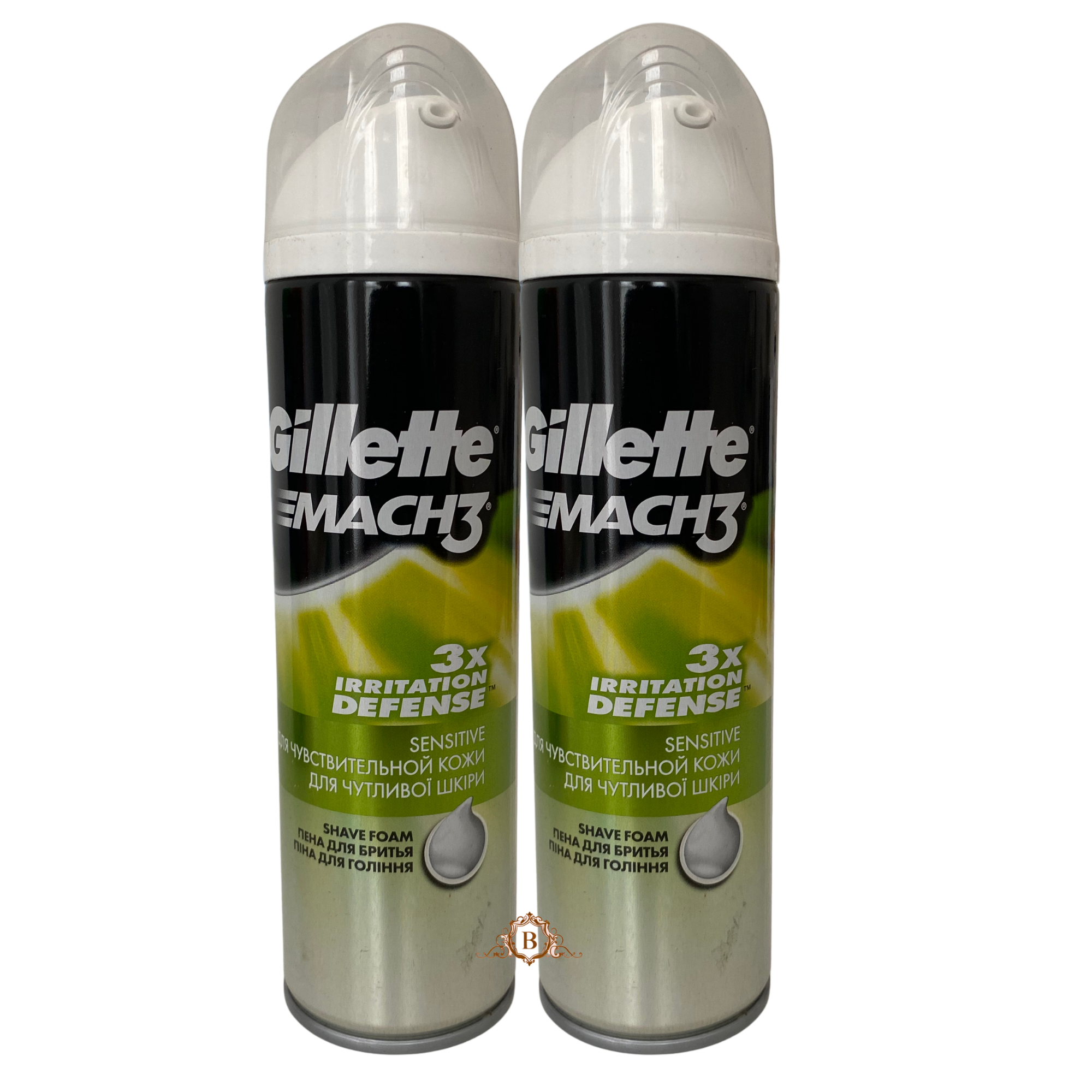 2X Gillette Mach3 Irritation Defense Sensitive Shave Foam 200ml by Betaglam