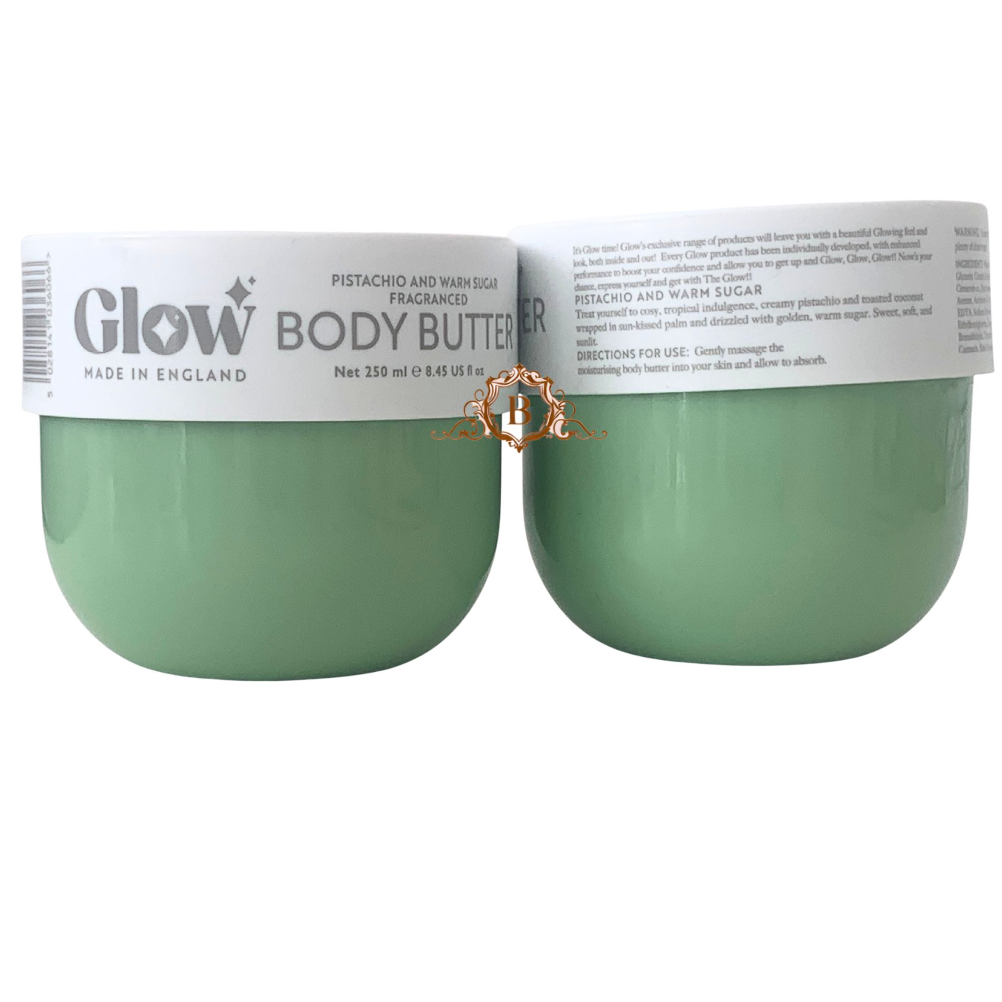 2X Glow Body Butter Pistachio and Warm Sugar 2X 250ml by Betaglam Cosmetics Main image