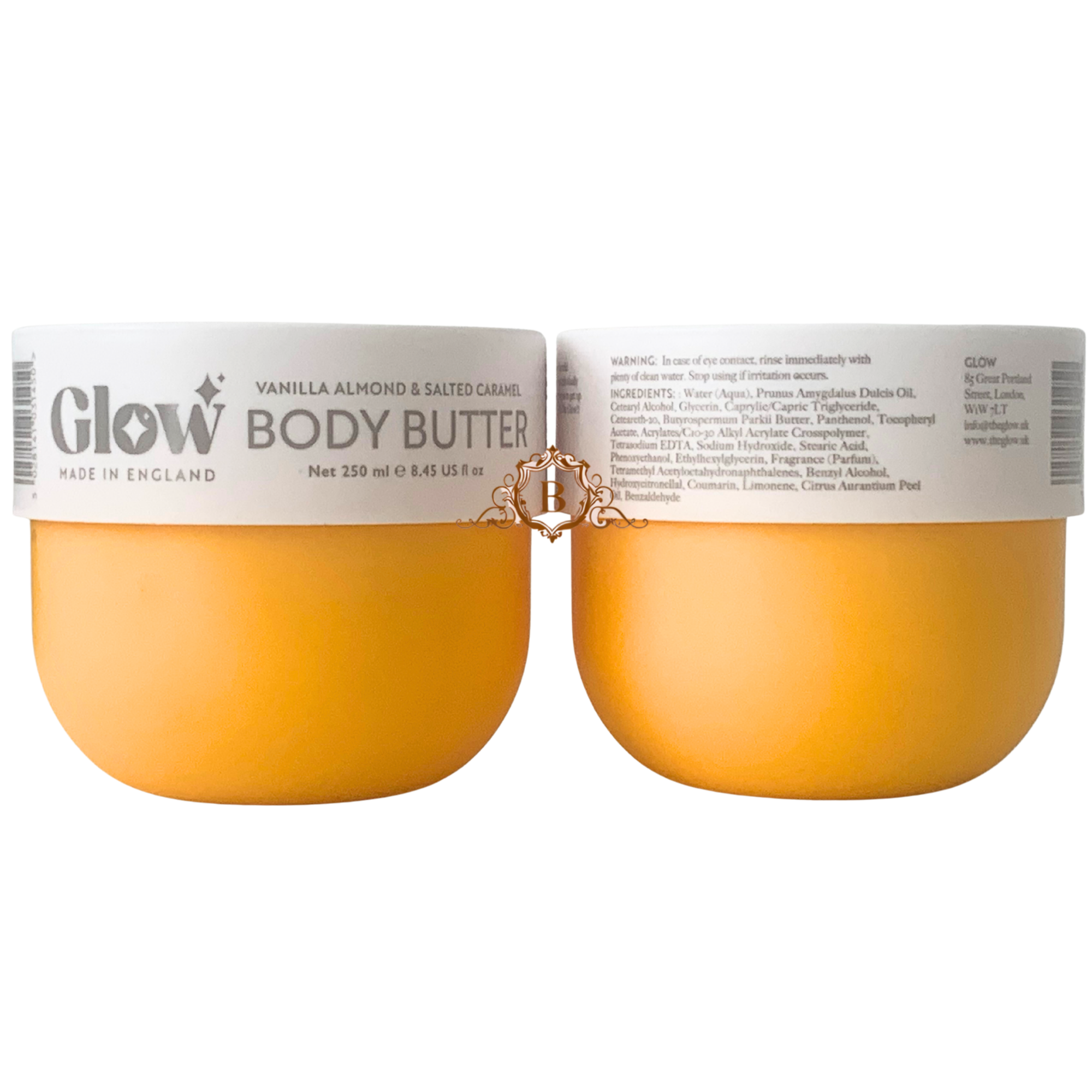 2X Glow Body Butter Vanilla Almond Salted Caramel Scent Twin Pack 250Ml Deep Moisturizing Body Cream by Betaglam Cosmetics