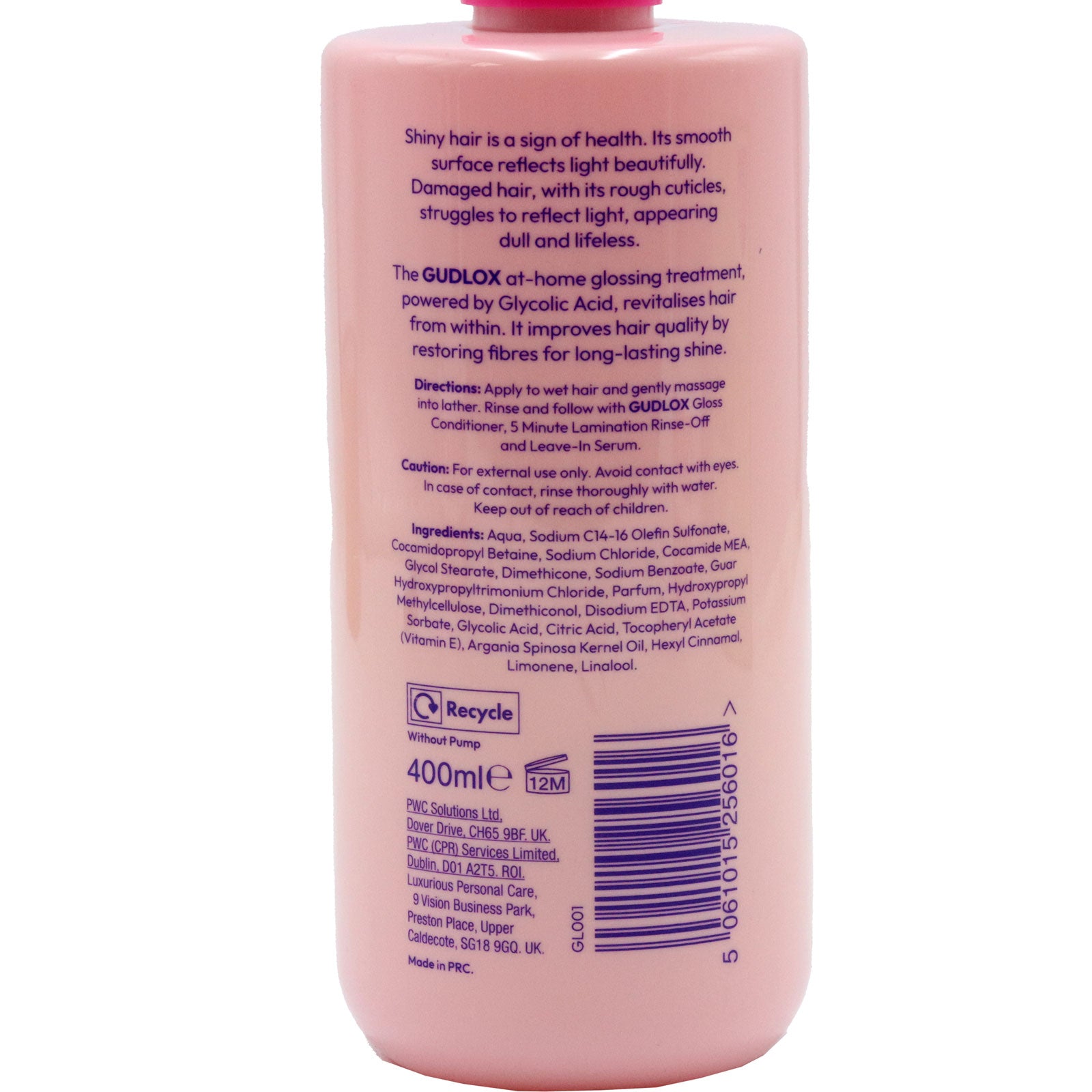 Gudlox Gloss Shampoo With Glycolic Acid 400ml For Smooth Silky Hair Nourishing Formula For Brighter Healthier Locks by Betaglam