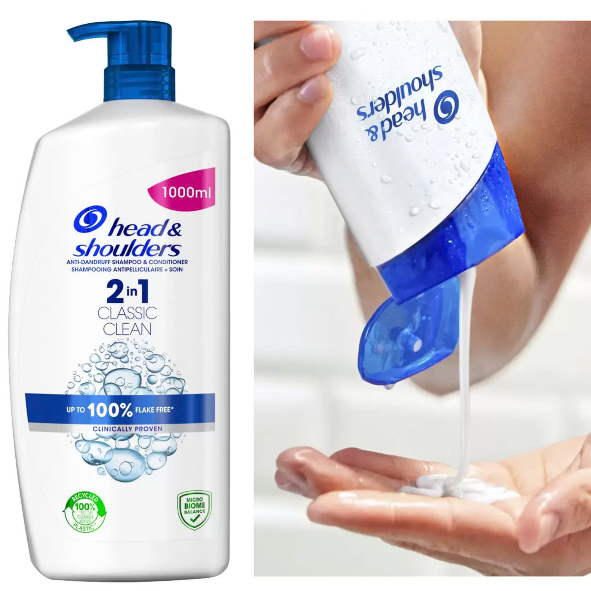 Head & Shoulders Classic Clean Anti-Dandruff Shampoo, 1000ml, up to 100% Flake-Free, 1 x 1L by Betaglam Main image