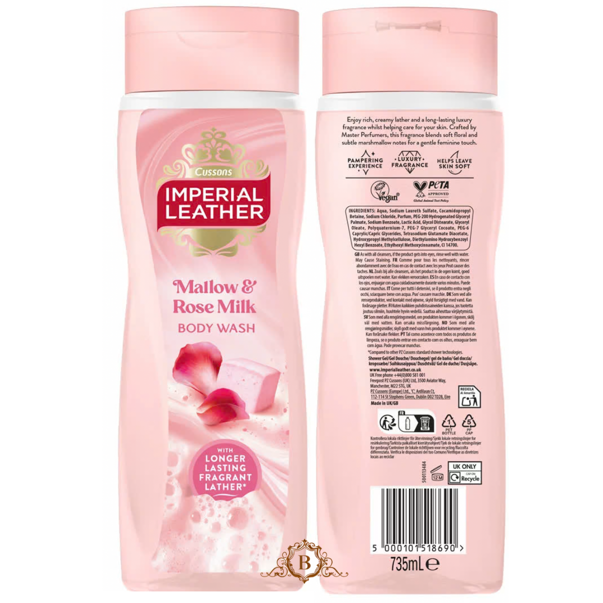 Imperial Leather Mallow And Rose Milk Shower Gel Body Wash 735ml by Betaglam