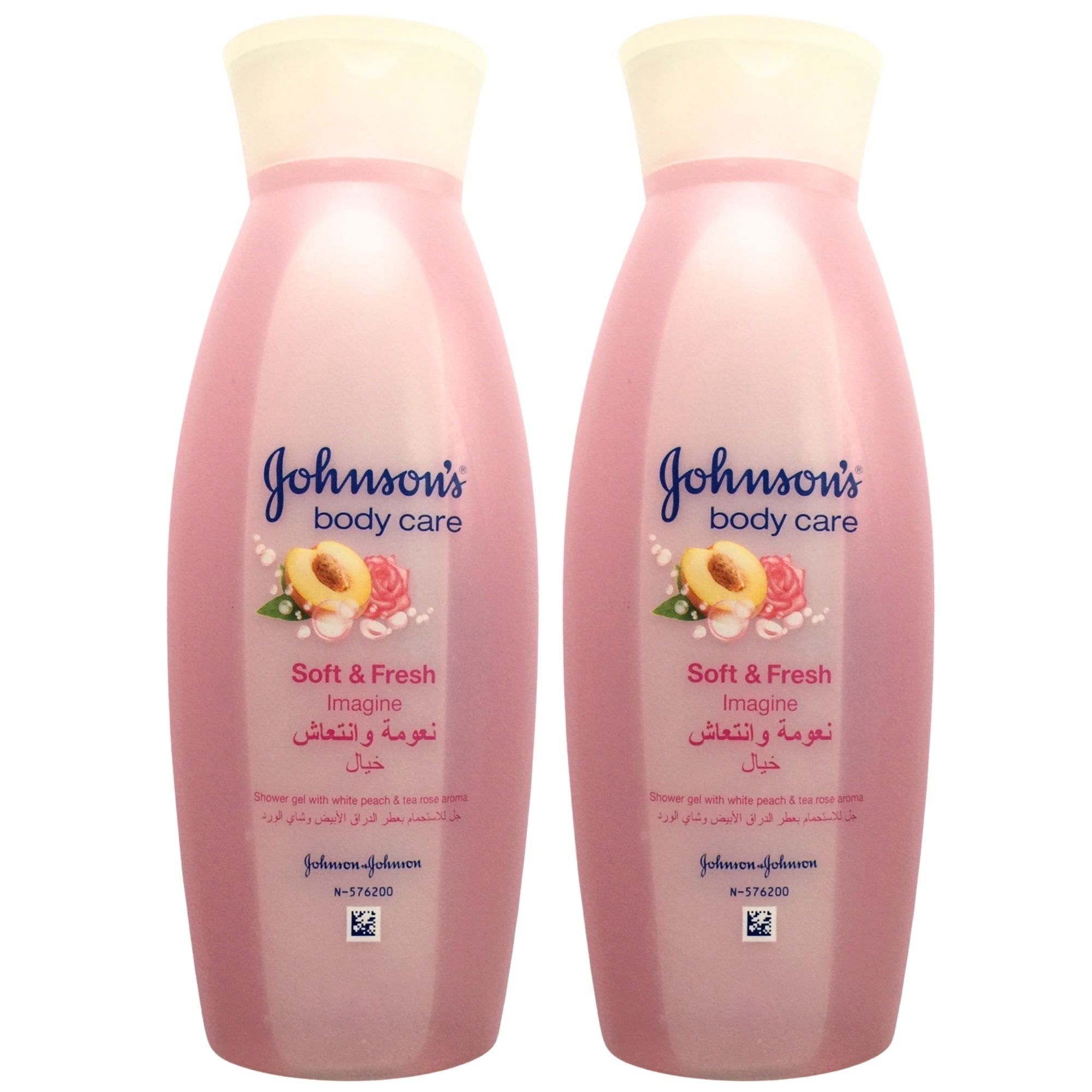 Set of 2 Johnsons Body Care Shower Gel 250ml Soft & Fresh Imagine White Peach & Tea Rose Aroma by Betaglam Cosmetics Main image