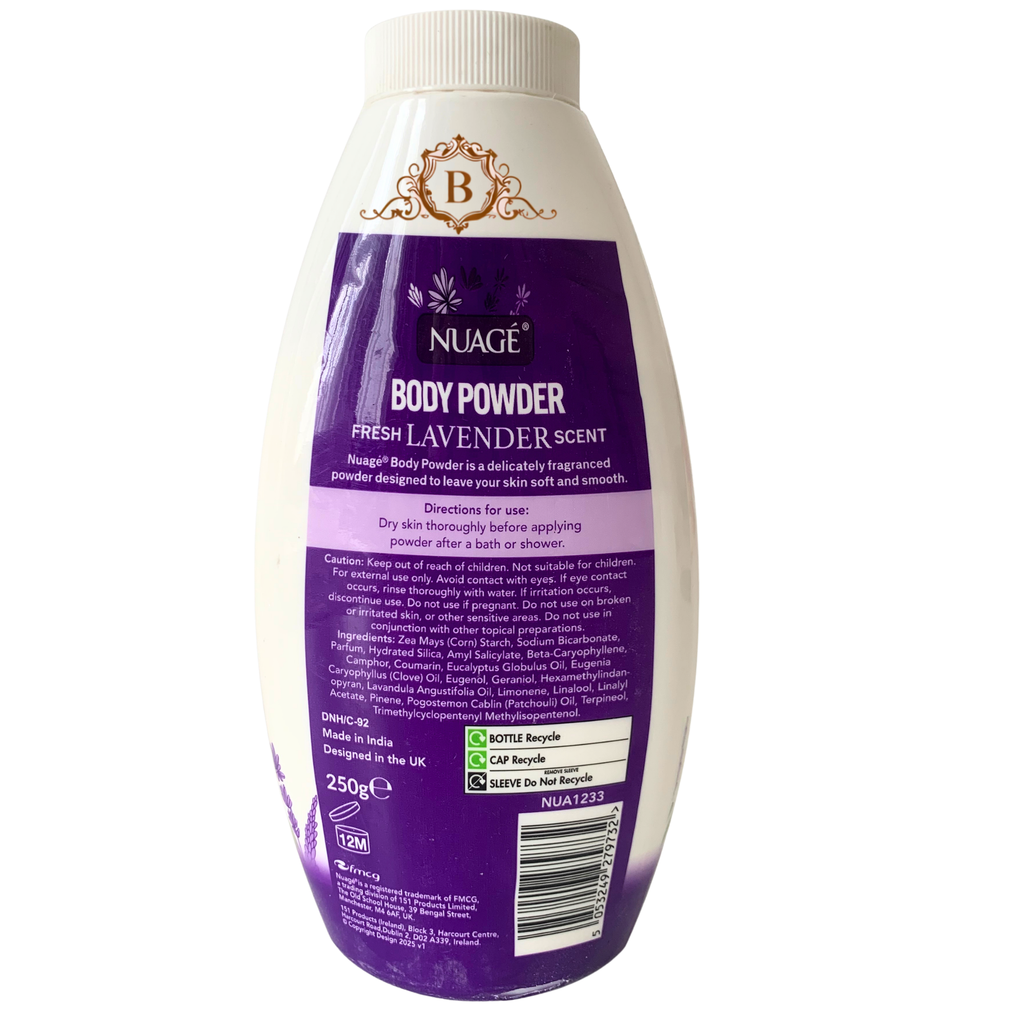 Nuage Talc Free Lavender Body Powder For Delicate Skin 250g Soothing Pure Lavender Scent by Betaglam