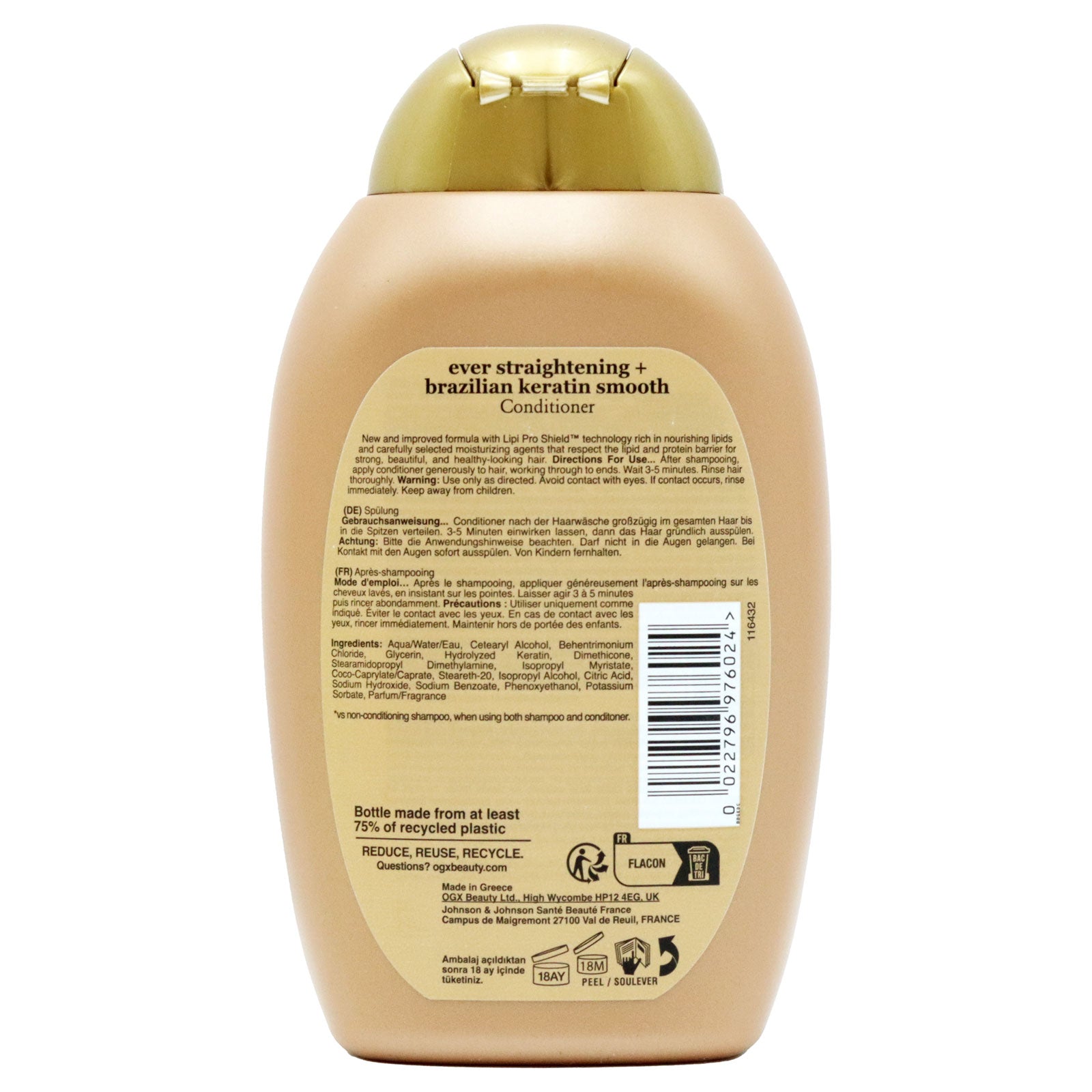 OGX Brazilian Keratin Smooth Conditioner 385ml Hydrating Hair Repair For Frizz Control by Betaglam