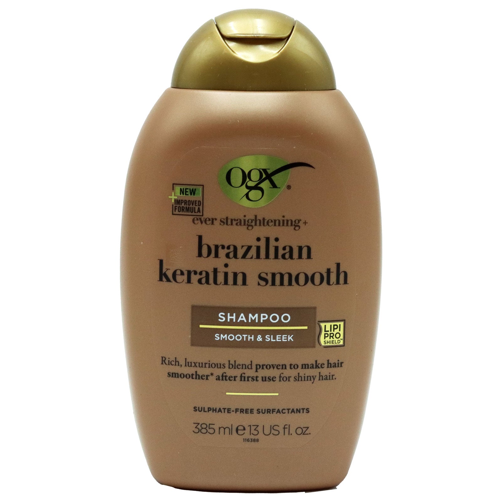 OGX Brazilian Keratin Smooth Shampoo 385ml For Frizz Control Anti Frizz Silky Shine Hydration For Daily Use by Betaglam