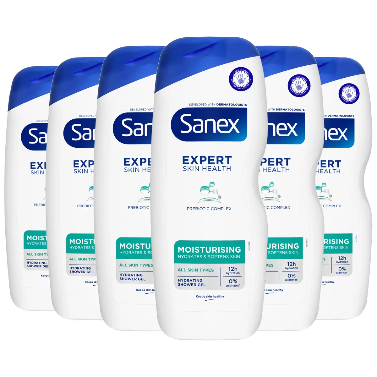 Sanex Moisture Shower Gel, 6 x 570ml by Betaglam Main image