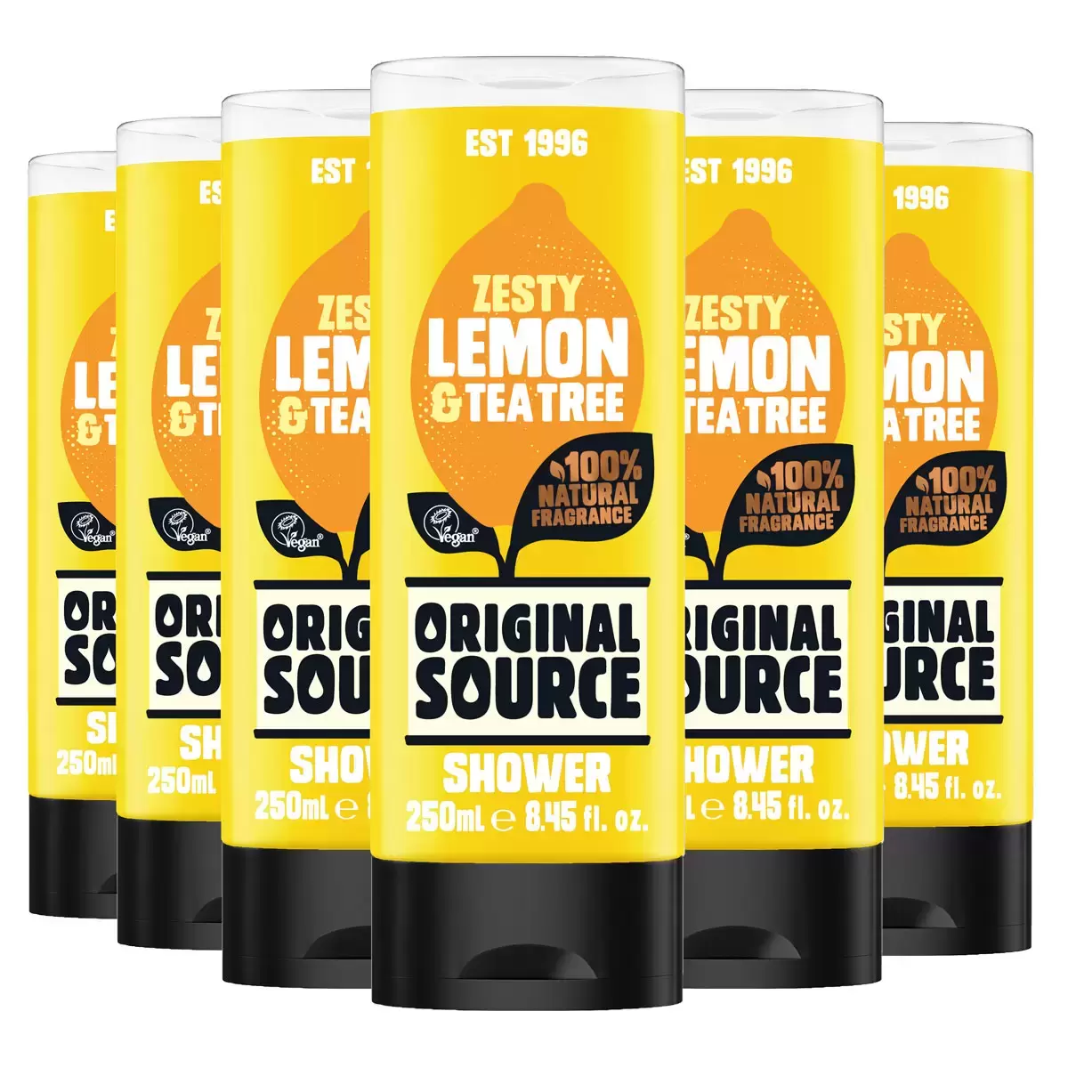 Original Source Lemon And Tea Tree Shower Gel 6 Pack 250ml Vegan Body Wash by Betaglam Main image