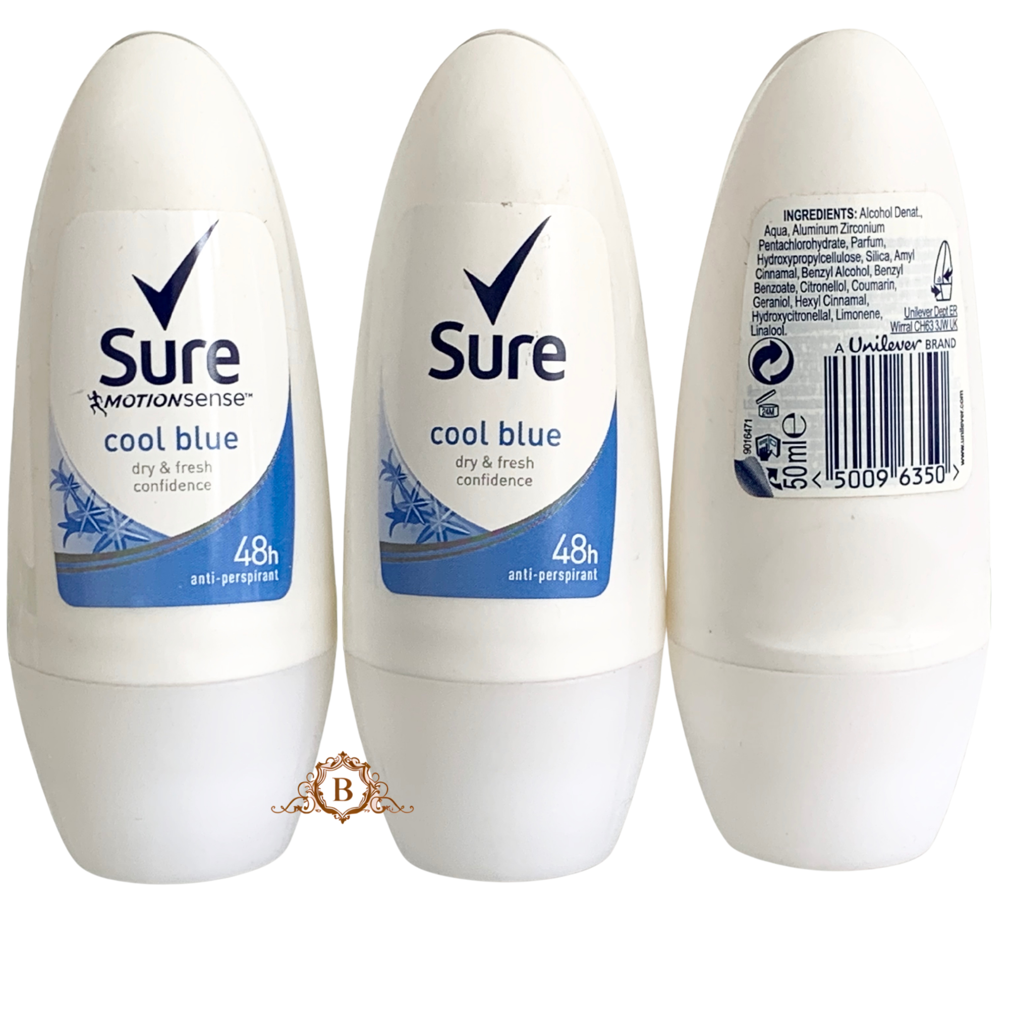 3X SURE Anti-Perspirant Cool Blue Roll On 48H by Betaglam Cosmetics Main image