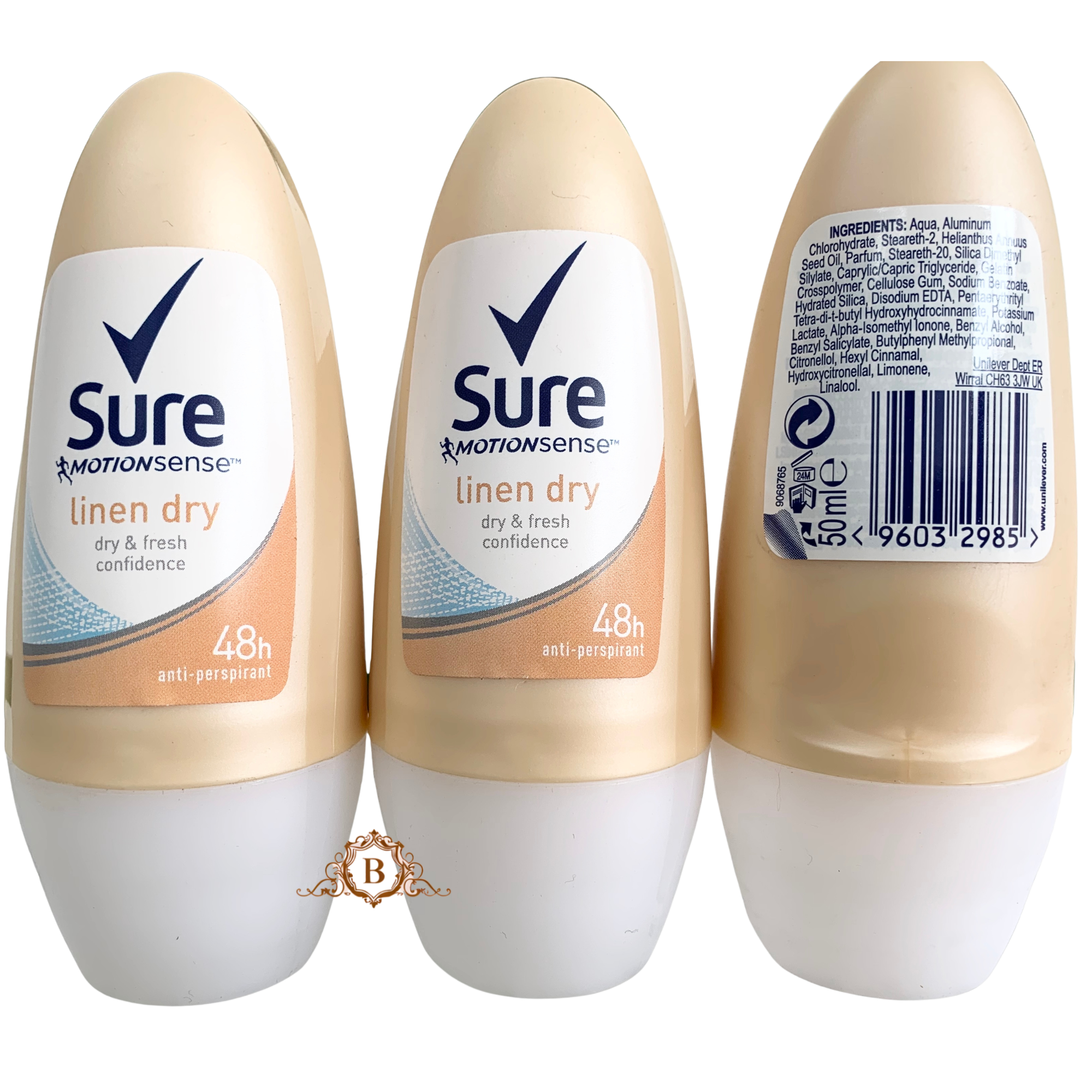 3X SURE Anti-perspirant Linen Dry Roll On 48H by Betaglam Cosmetics
