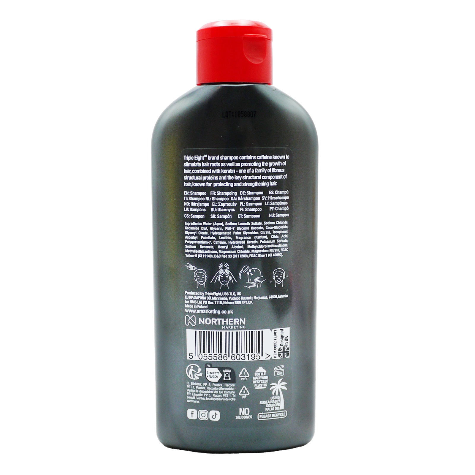 Triple Eight Caffeine Shampoo For Hair Growth 250ml Nourishing Formula For Thicker Fuller Hair by Betaglam
