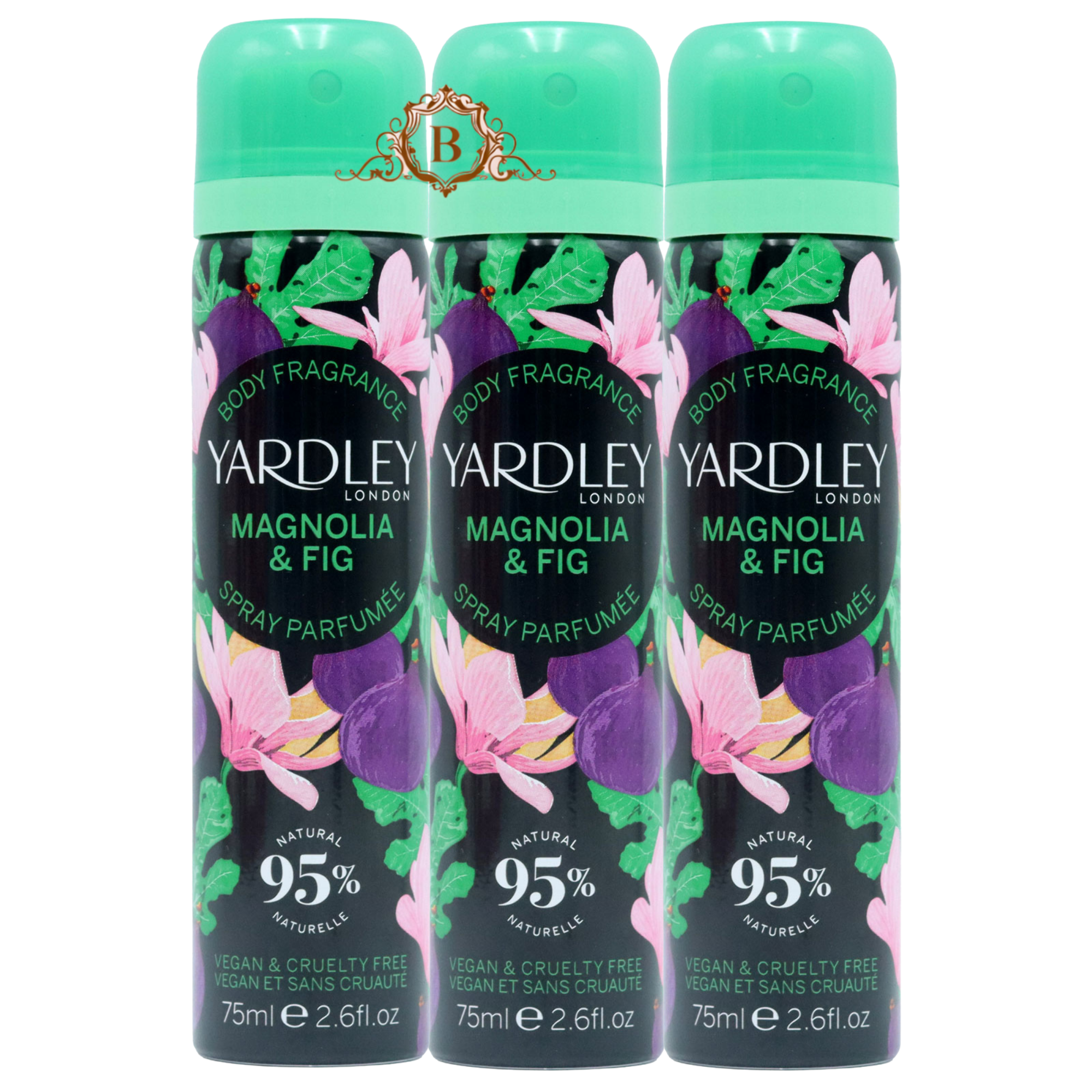 Set of 3 Yardley Body Spray Magnolia & Fig 75ml by Betaglam Main image