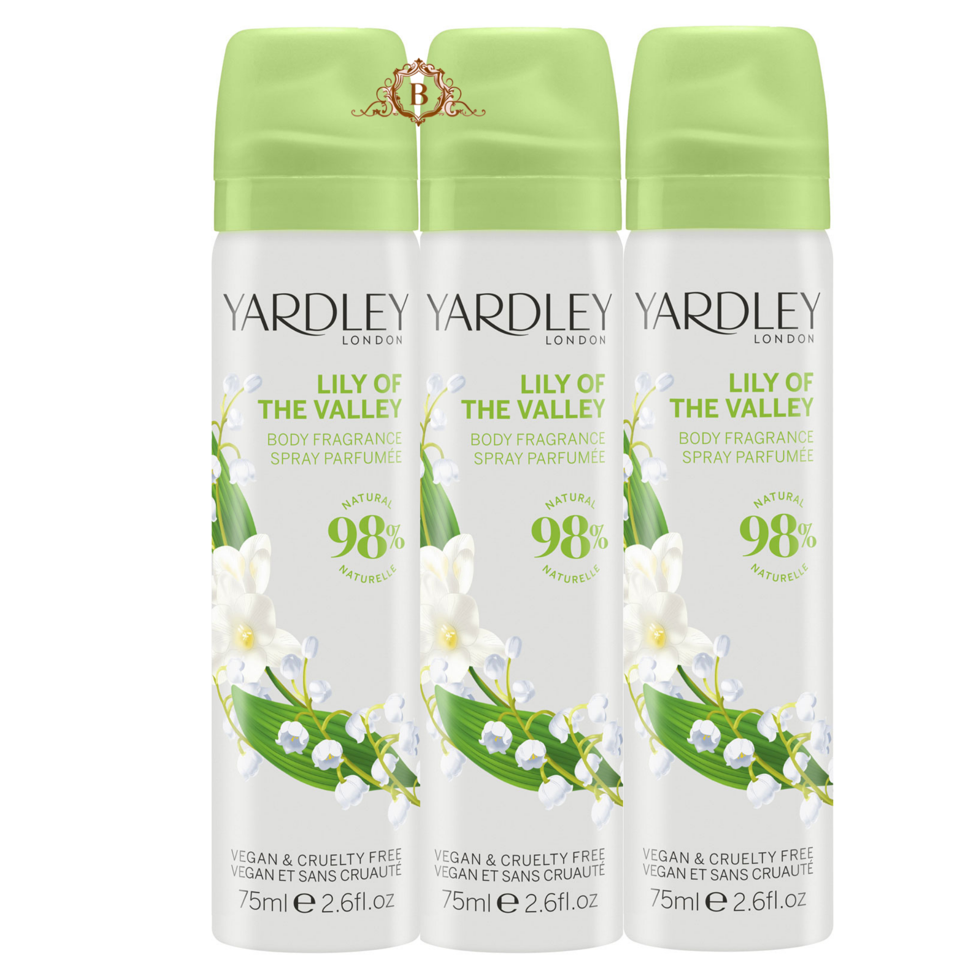 Set of 3 Yardley Lily of the Valley Body Spray 75ml Fragrance for Women by Betaglam Main image