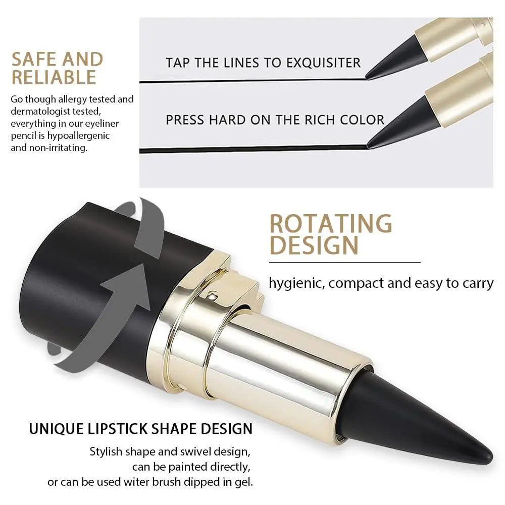2 Silver Gel Eyeliner Pencils, Long-Lasting Waterproof Black Eye Liner, Natural, Anti-Smudge, Durable Pen, Halloween Makeup by Betaglam