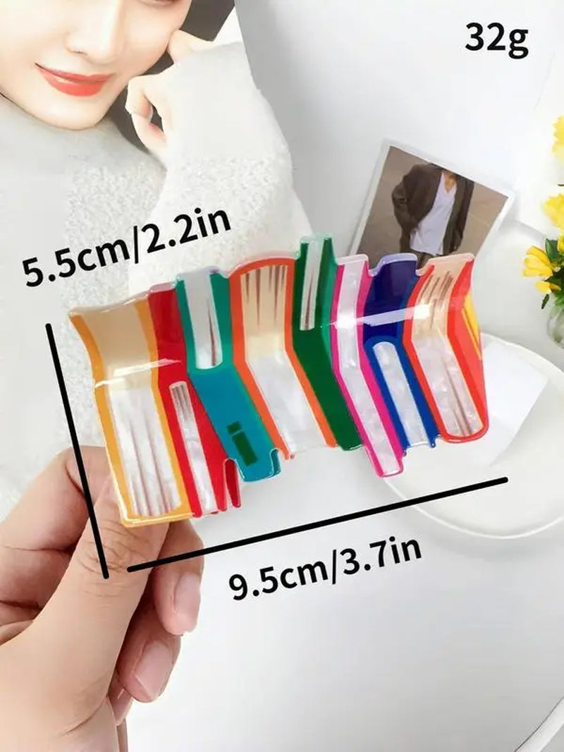 Book Stack Claw Clip, Cute Hair Accessories for Women & Girls, Minimalist Headwear Suitable for Thick Hair, Fashion Hair Accessories for Party,Travel, Daily Use Minimalist Book Hair Claw Kinoko Claw 【Dealsforyoudays】 by Betaglam
