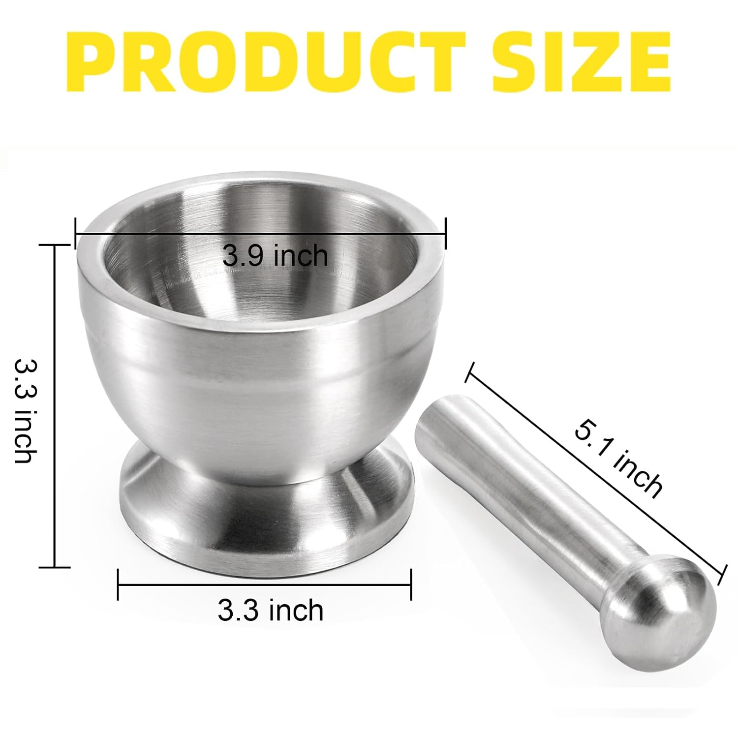 Brushed Stainless Steel Mortar And Pestle Herb Spice Pill Crusher Set Secondary image