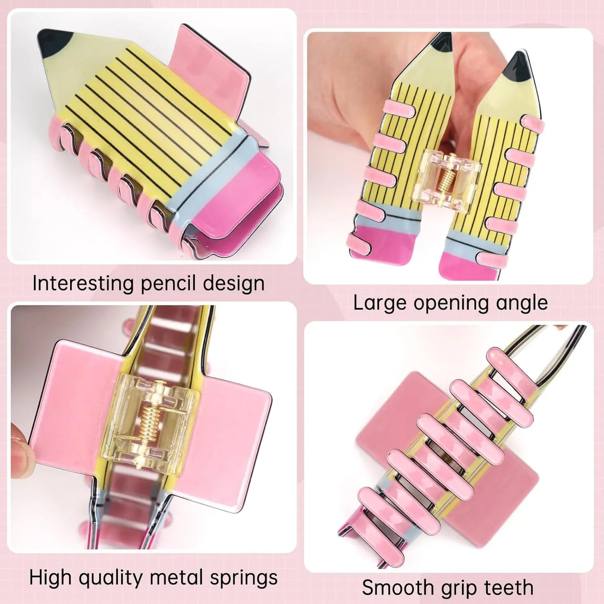3 Count Pencil Hair Claw Clips Funny Teacher Hair Clips Cute to School Accessories for Teachers Appreaction Present (Yellow) by Betaglam