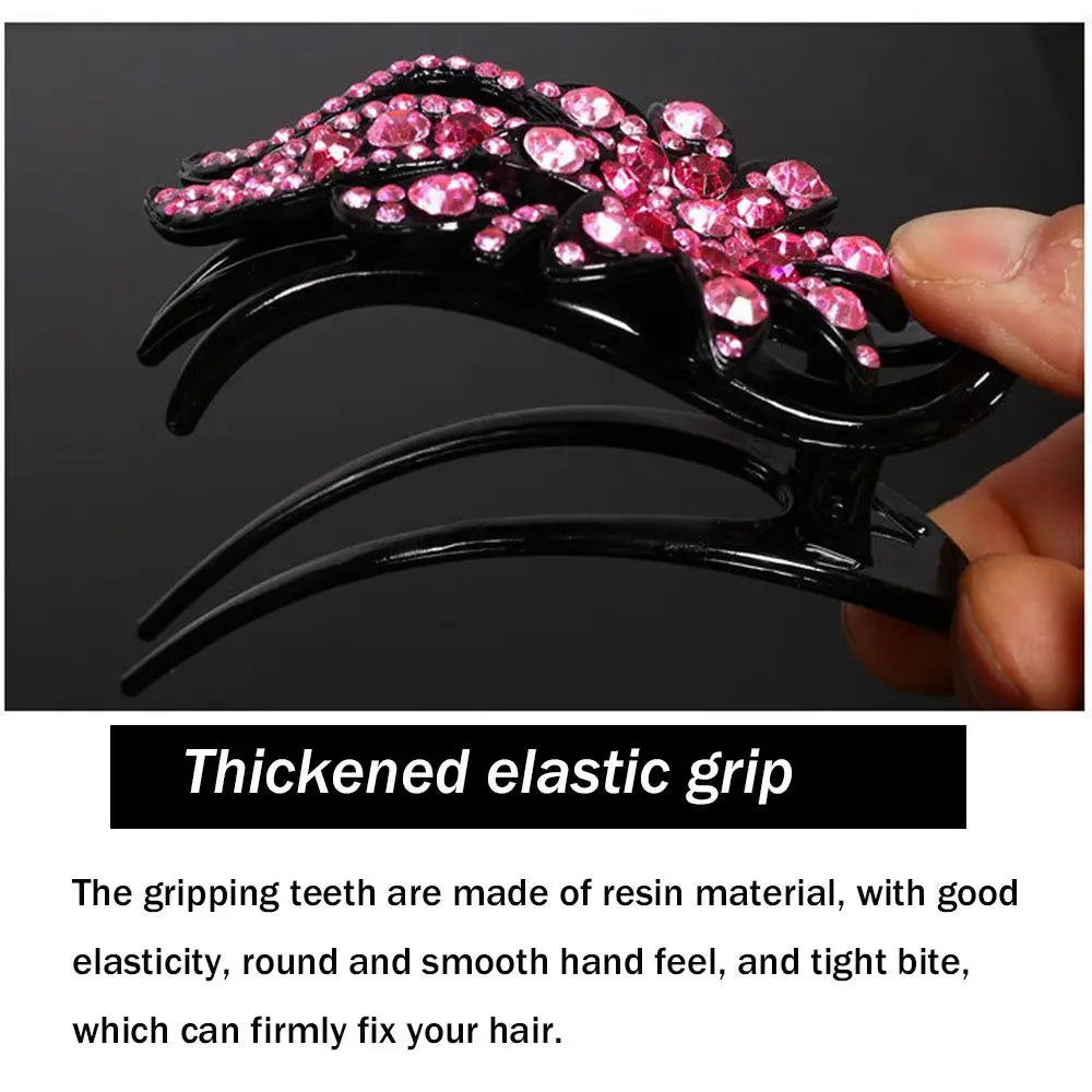 Shiny Rhinestone Hairpin Flower Leaf Duckbill Hair Claws Retro Hair Clips Hair Accessories for Women Shinning Ponytail Headwear by Betaglam