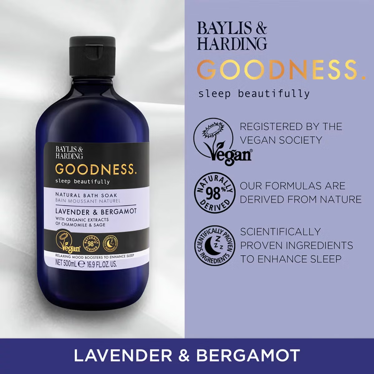 Baylis And Harding Goodness Sleep Lavender Bergamot Bath Soak 4 X 500ml Secondary image
